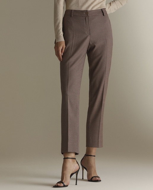 Imagen 0 de Pantalón recto de mujer con cuadros harris