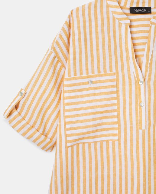 Blusa de mujer talla grande rayas 100% lino · Couchel · El Corte Inglés