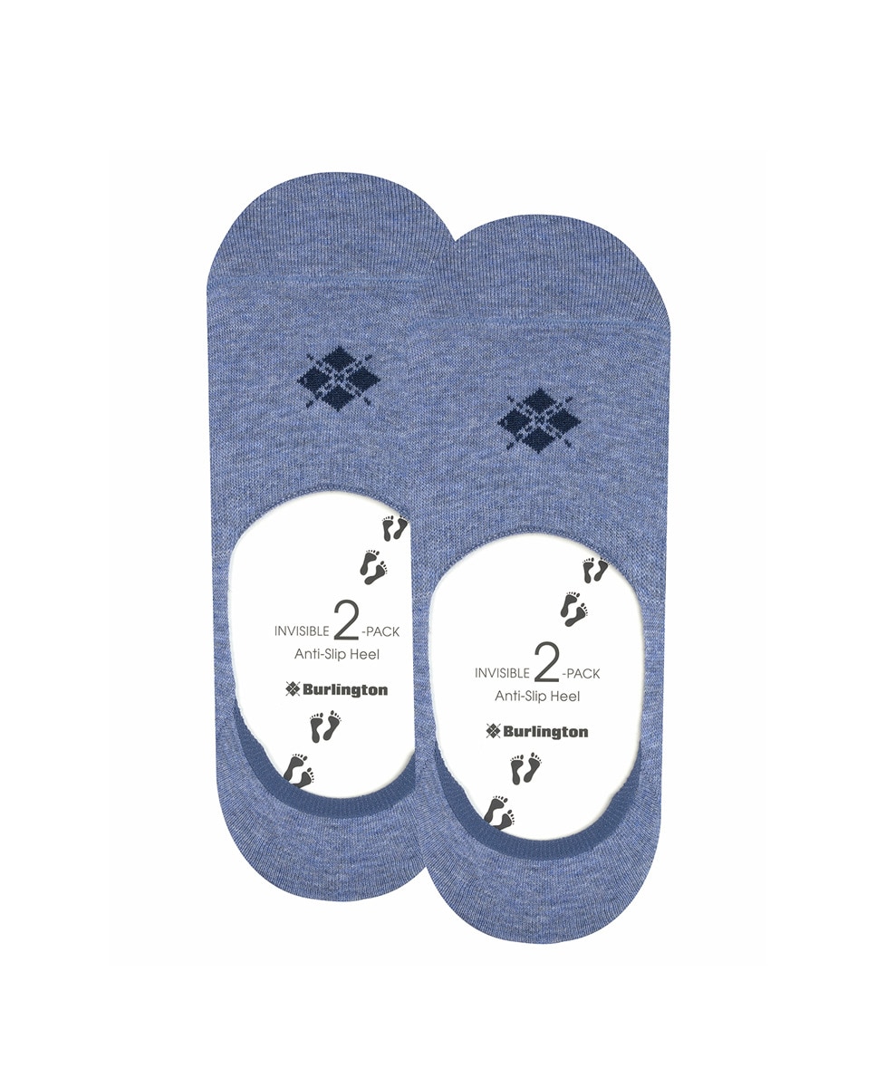 Pack de dois pares de meias invisíveis lisas Azul-4