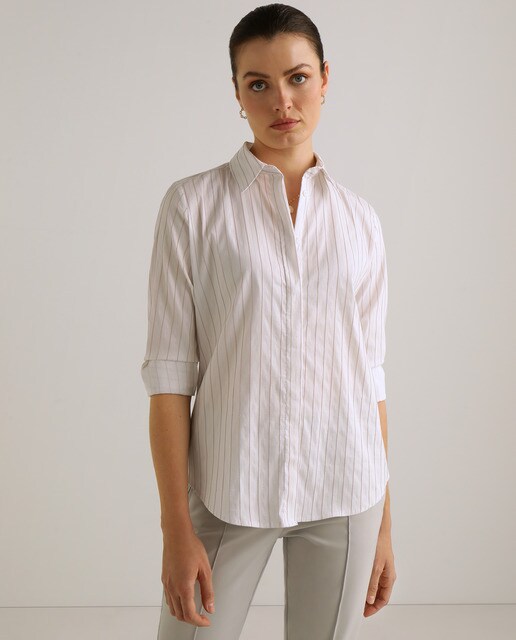 Camisa de mujer popelín rayas · Woman El Corte Inglés · El Corte Inglés