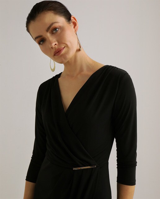 Vestido midi drapeado broche · Woman El Corte Inglés · El Corte Inglés