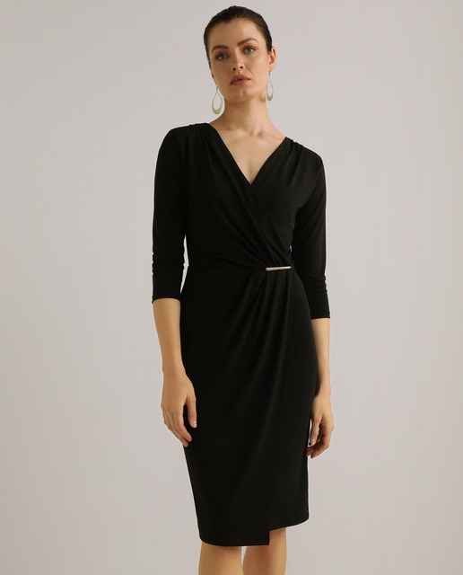 vestido drapeado corte midi rojo vino - Kenneth Cole | Best For Less
