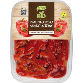 Bio pimiento rojo en tiras asado ecológico y sin gluten tarrina 250 g - Surinver