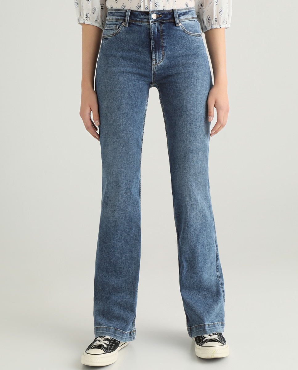 Jeans regular com cinco bolsos Azul-2