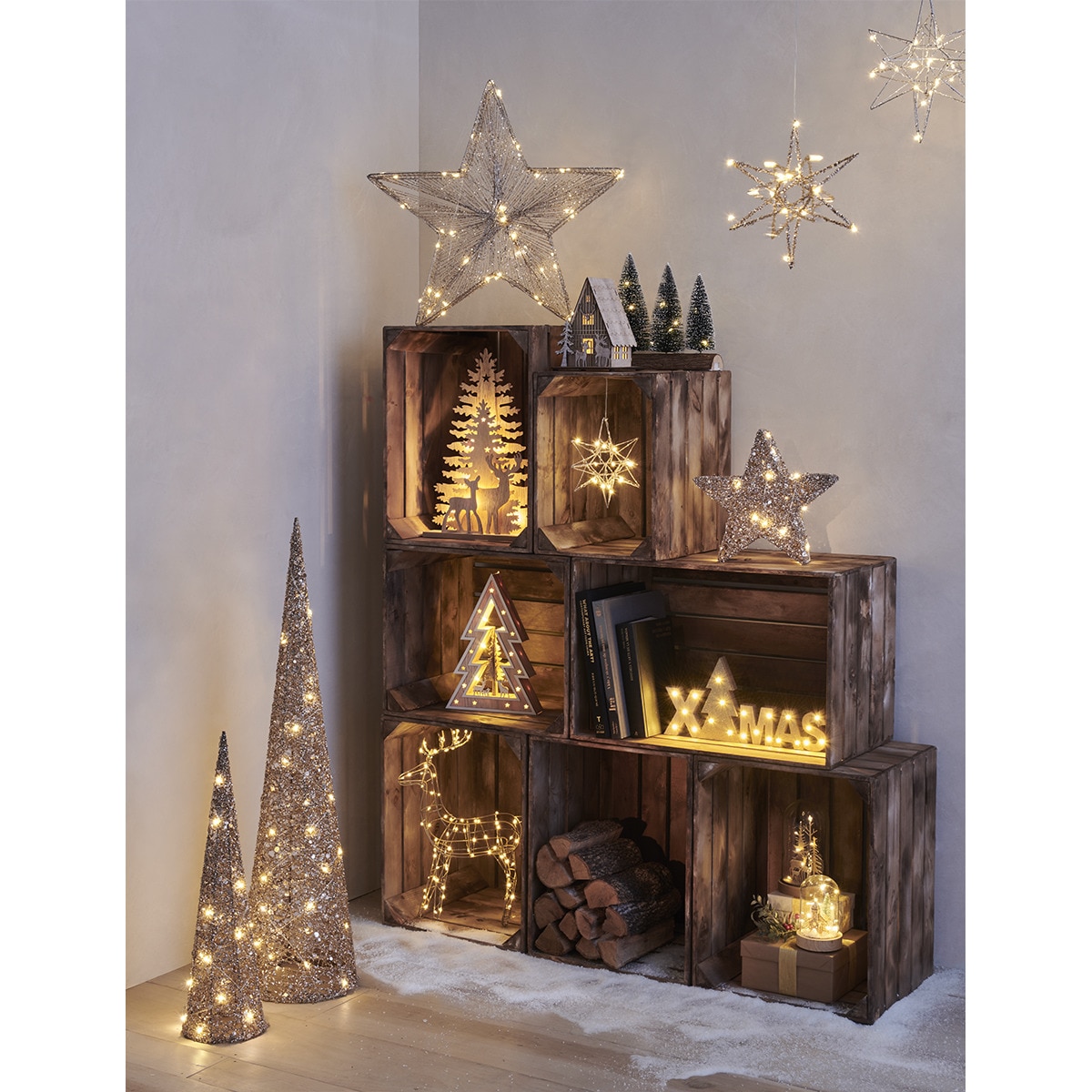 Estrella espumillón dorada con 20 luces LED Navidad El Corte Inglés Oro-6