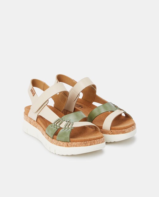 Sandalias de cuña de mujer en piel de color verde · Pikolinos · El Corte  Inglés