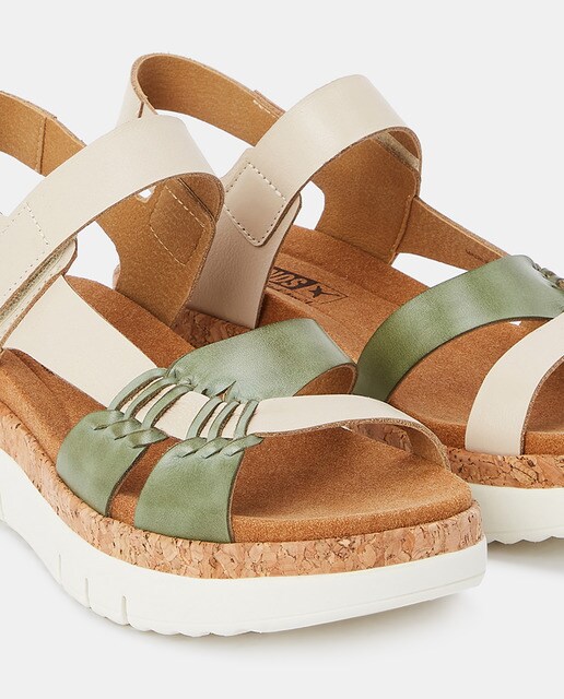 Sandalias de cuña de mujer en piel de color verde · Pikolinos · El Corte  Inglés