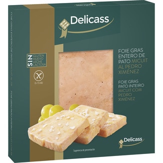 foie gras entero de pato mi cuit al Pedro Ximénez sin gluten envase 80 g - Delicass