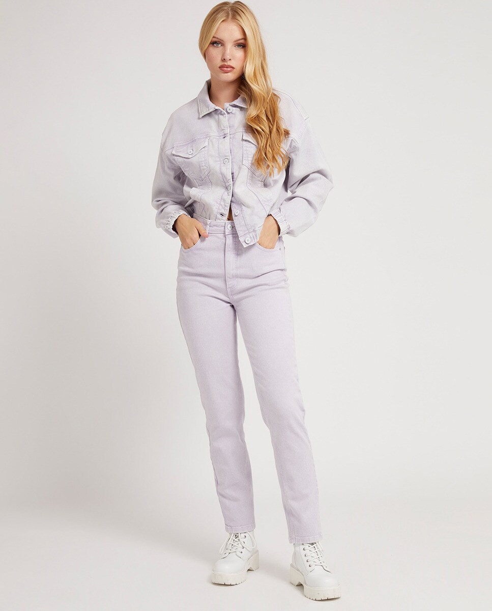 vaqueros mujer color lavanda corte mom cintura alta · Guess · El Corte  Inglés