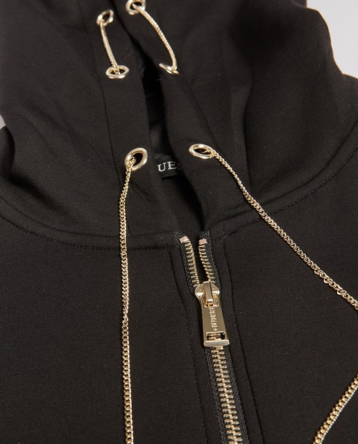 Chaqueta de mujer en felpa negra y cadena · Guess · El Corte Inglés