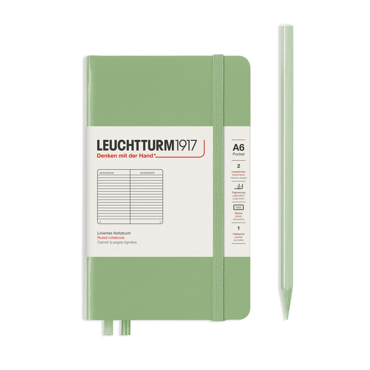 Notebook A6 Linhas Capa Dura Sage Muted Colours 1
