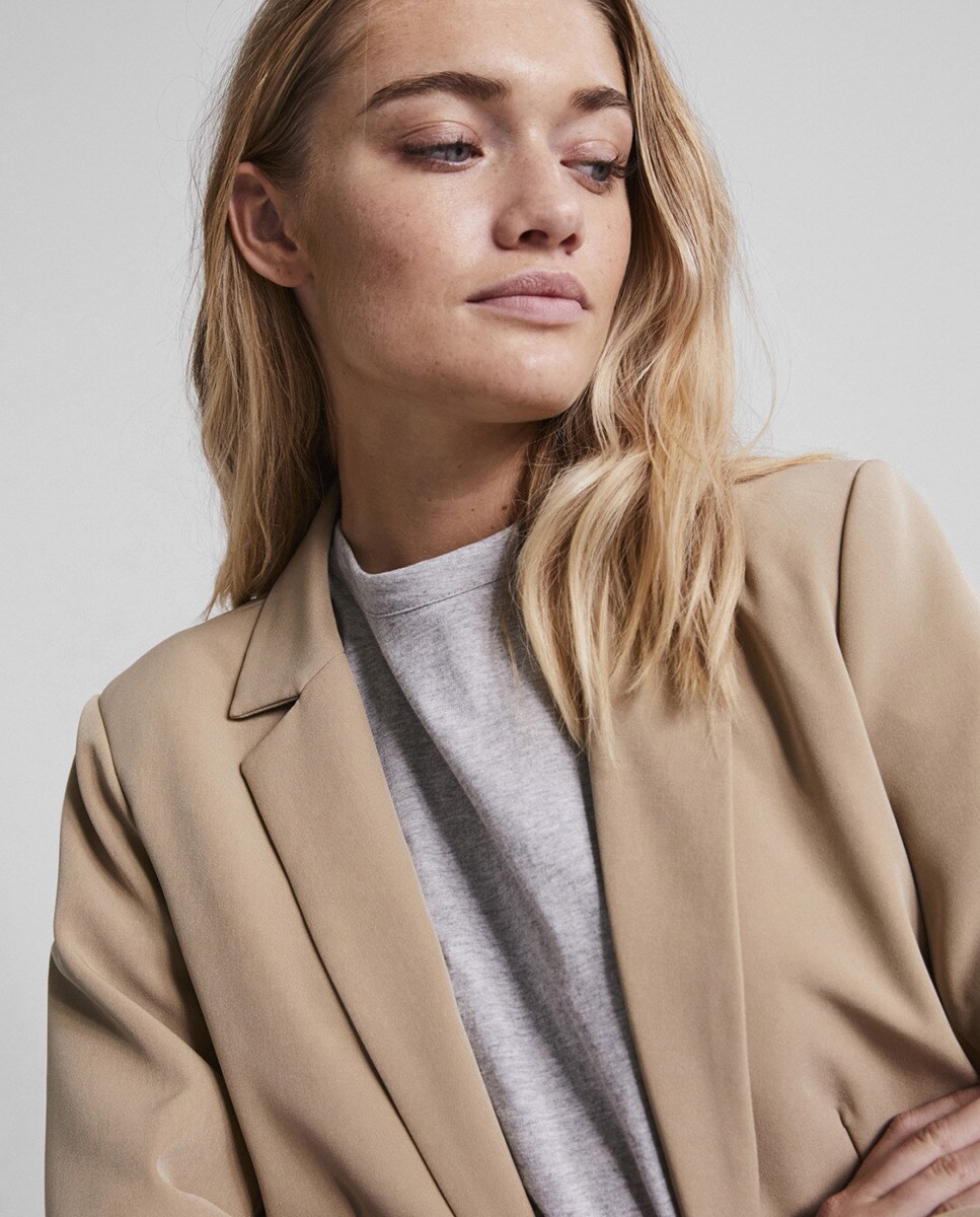Blazer com lapelas e bolsos Caramelo-3