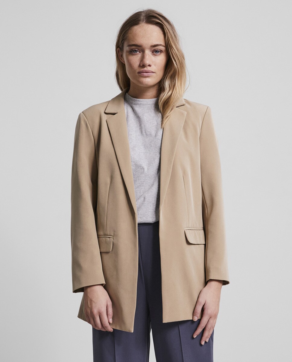 Blazer com lapelas e bolsos Caramelo-1
