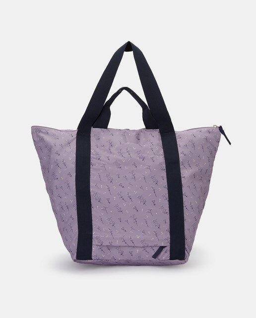 Bolso tote plegable en lila estampado con cremallera · El Corte Inglés