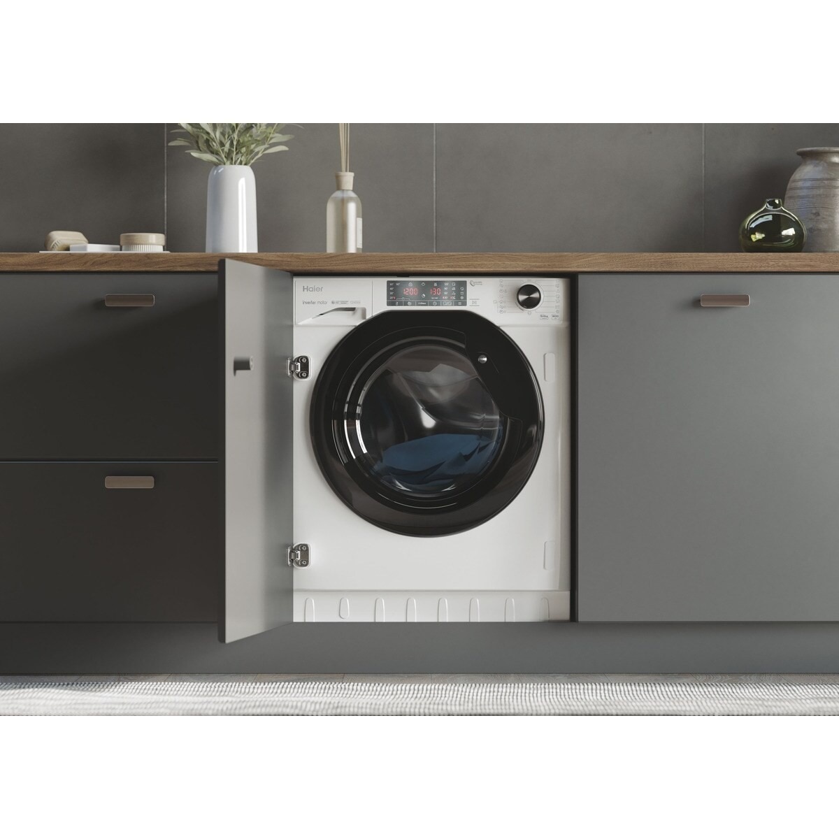 Máquina de Lavar e Secar Roupa Encastrável Haier HWDQ90B416FWB-S Carga Frontal Motor Inverter de 9/5 Kg e de 1600 rpm - Branco Branco-3