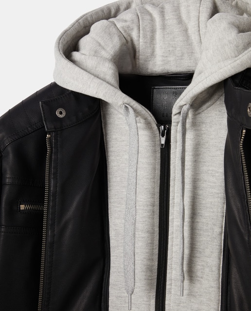 Cazadora biker de hombre negro con capucha · Green Coast · El Corte Inglés