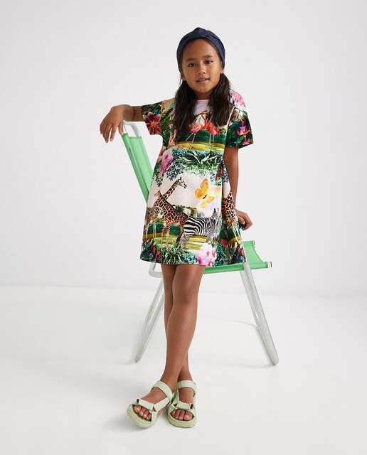 Vestido de manga corta con paisaje con animales · Desigual · El Corte Inglés