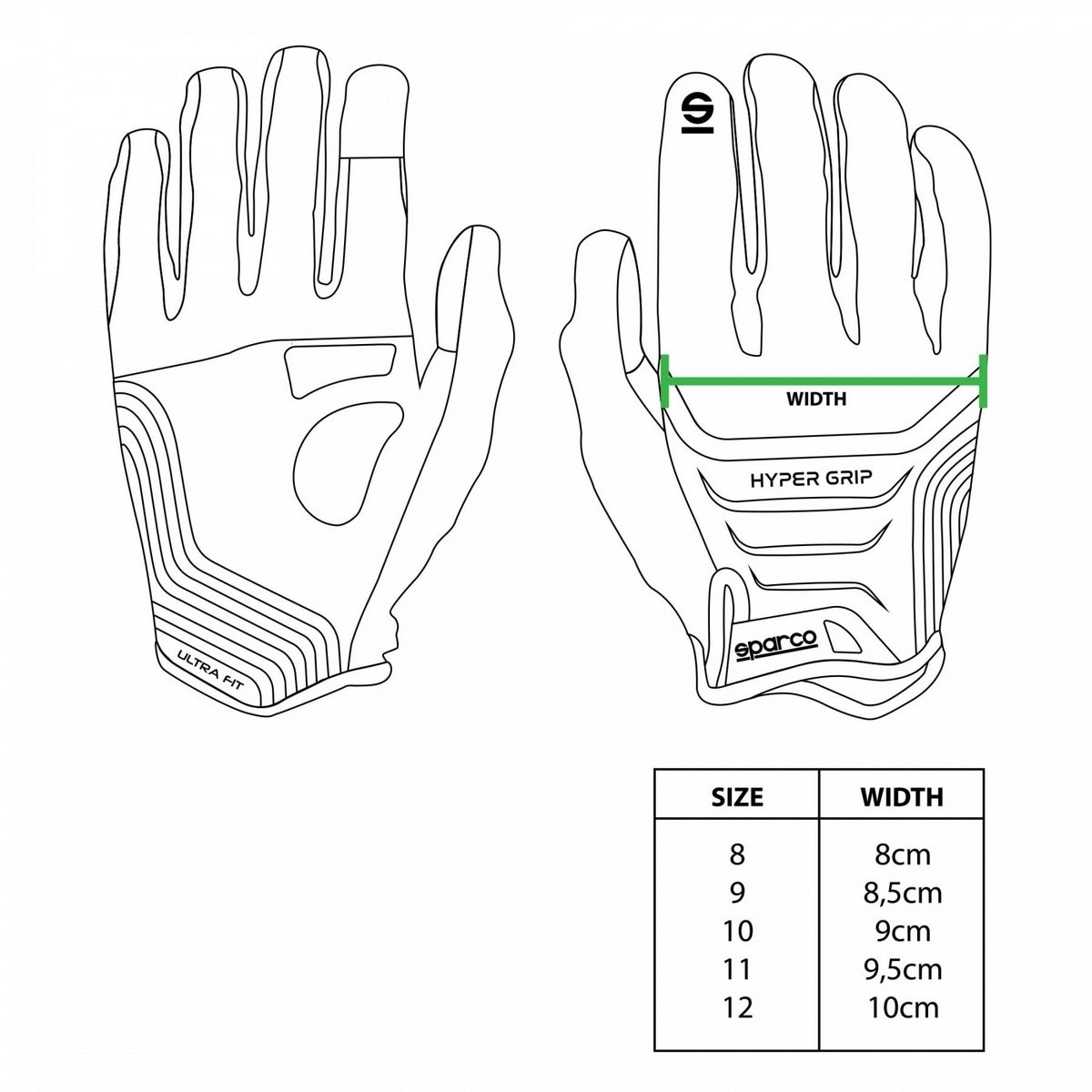 Luvas SPARCO Hypergrip+ - Preto/ T11 7