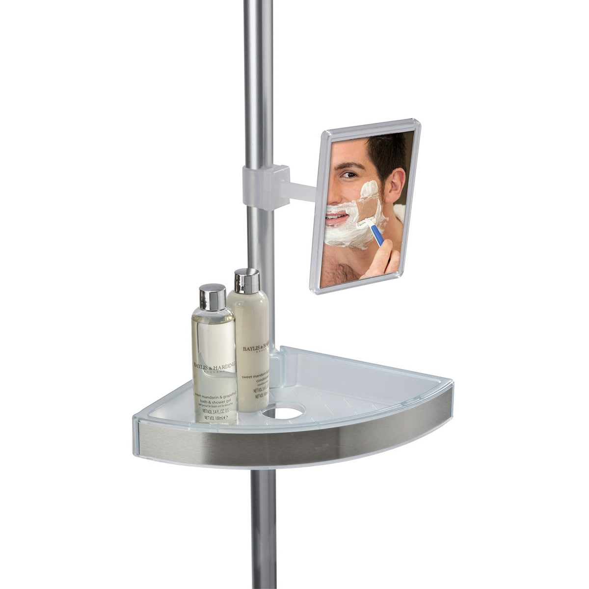 Rinconera Baño Telescópica Premium 3 Repisas y Espejo Aluminio-3