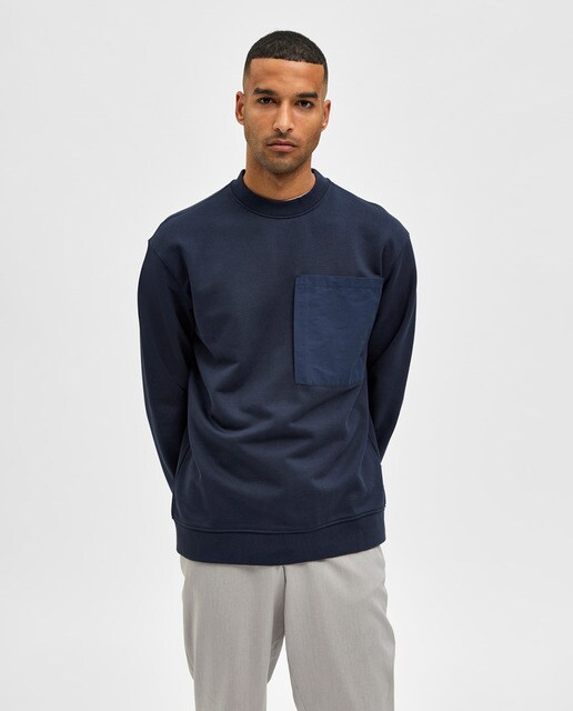 Sudadera de hombre con bolsillo cuello perkins · Selected · El Corte Inglés