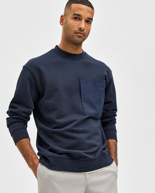 Sudaderas Hombre | Pedro Del Hierro Sudadera Cuello Perkins Azul | Carlos  Moriyon