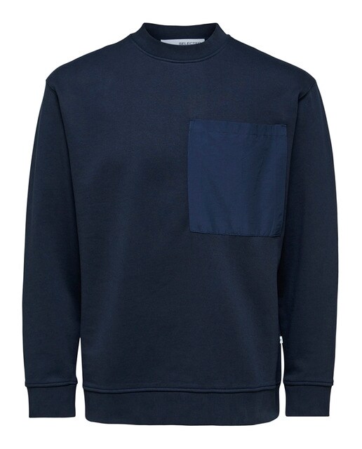 Sudadera de hombre con bolsillo cuello perkins · Selected · El Corte Inglés