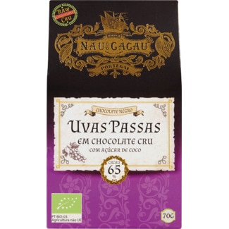 Chocolate Cru Uvas e Passas embalagem 70 g - Nau Do Cacau