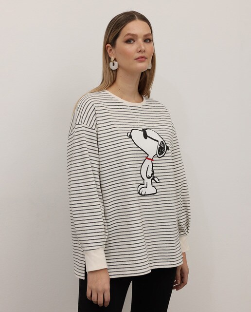 Sudadera de mujer talla grande rayas Snoopy© · Couchel · El Corte Inglés