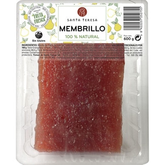 membrillo 100% natural sin aditivos sin gluten envase 600 g - Santa Teresa