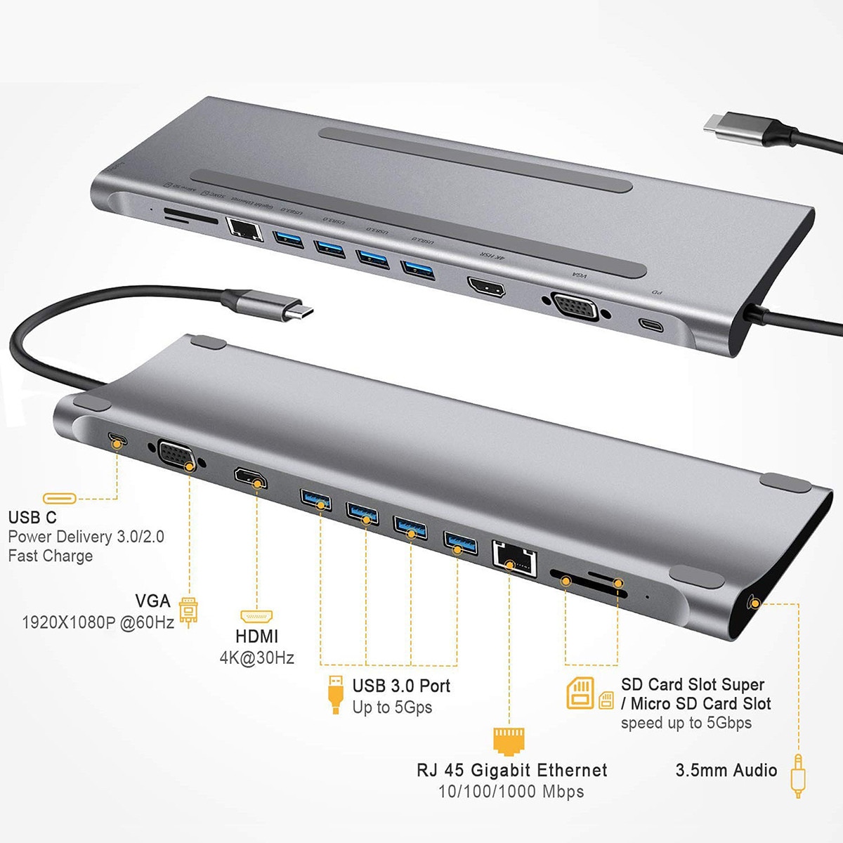 Hub T'nB iClick USB-C 11 en 1 Aluminio-5