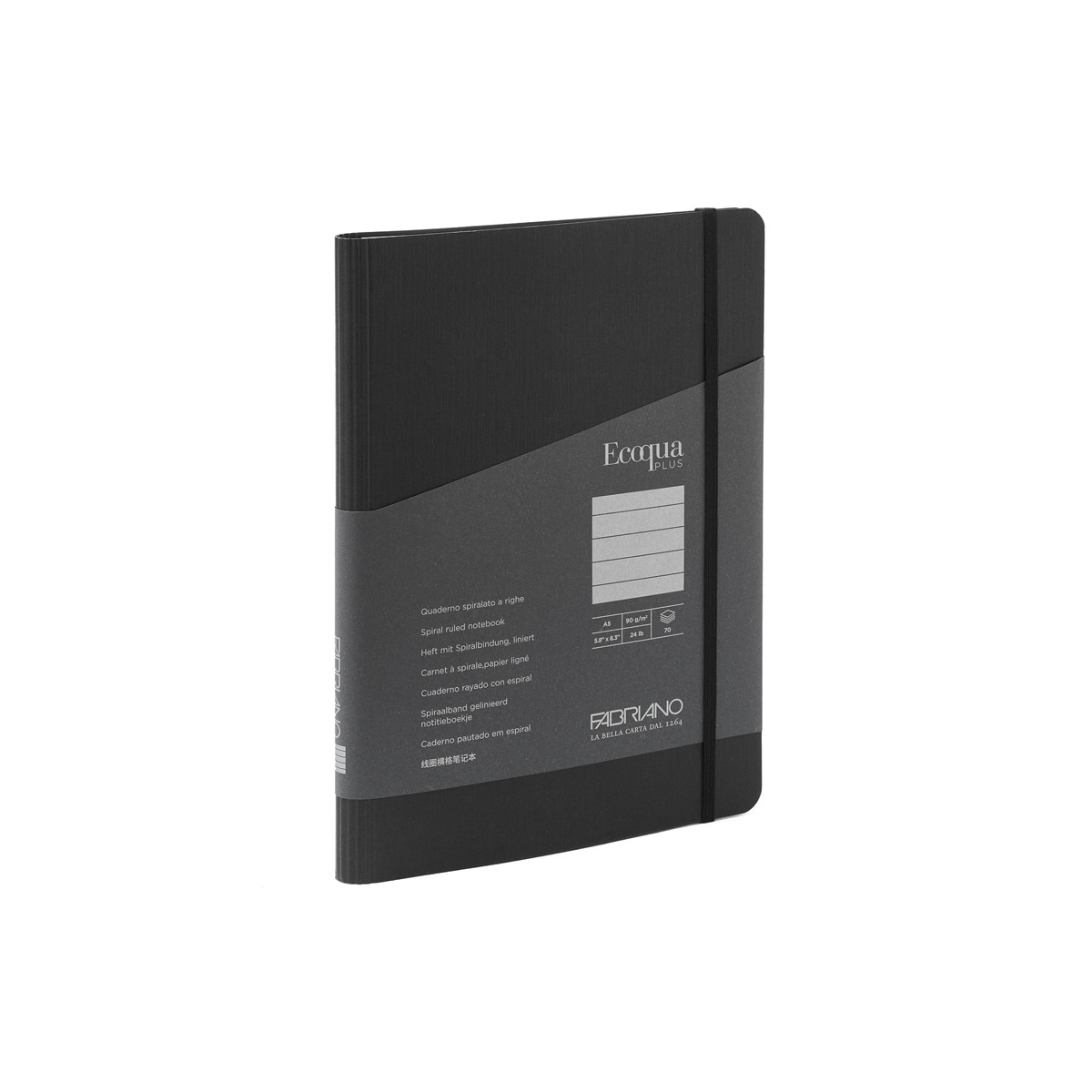Libreta A5 Rayado Espiral Escondida Ecoqua Plus Fabriano Boutique Negro Negro-1