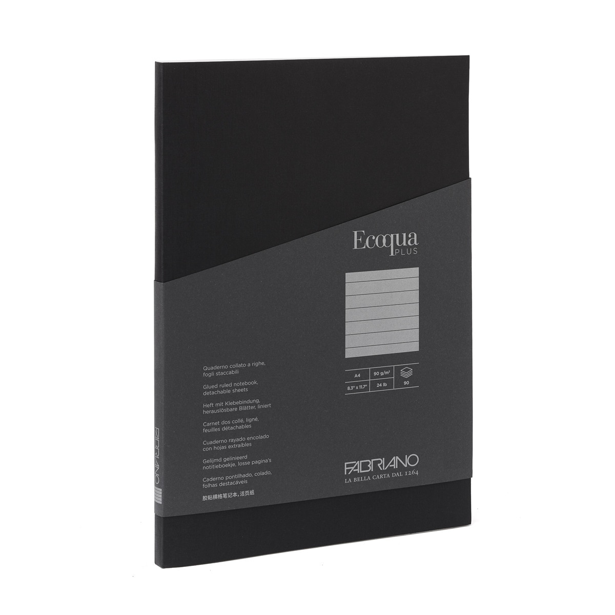 Bloco A4 de Linhas Colado Ecoqua Plus - Preto Preto-1