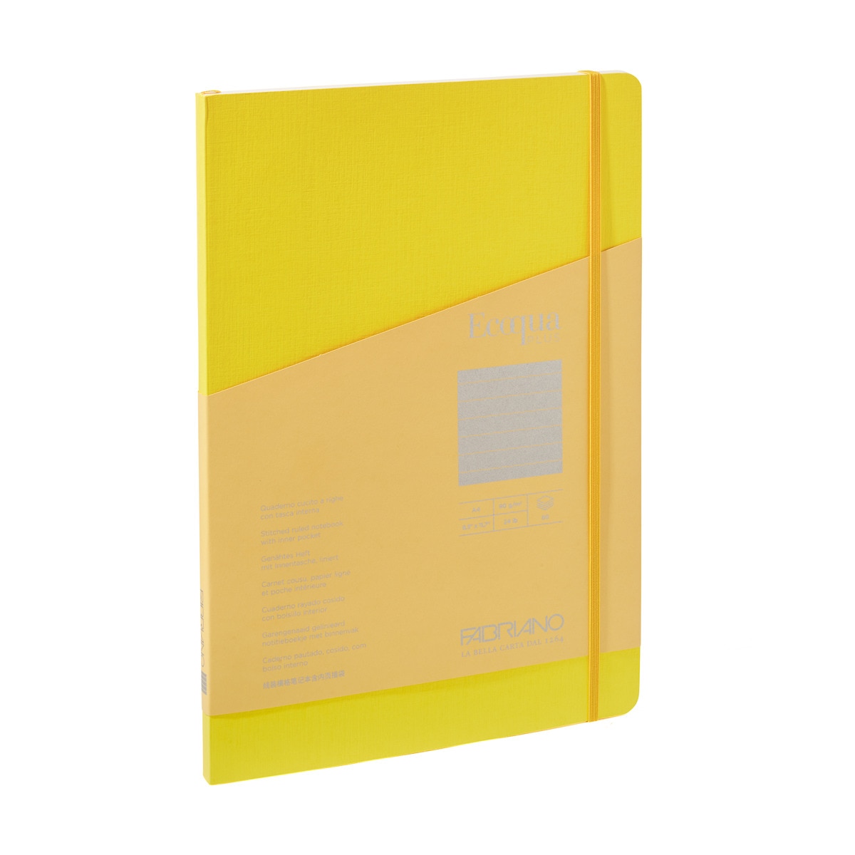 Bloco A4 de Linhas Cosido Ecoqua Plus - Amarelo Amarelo-1