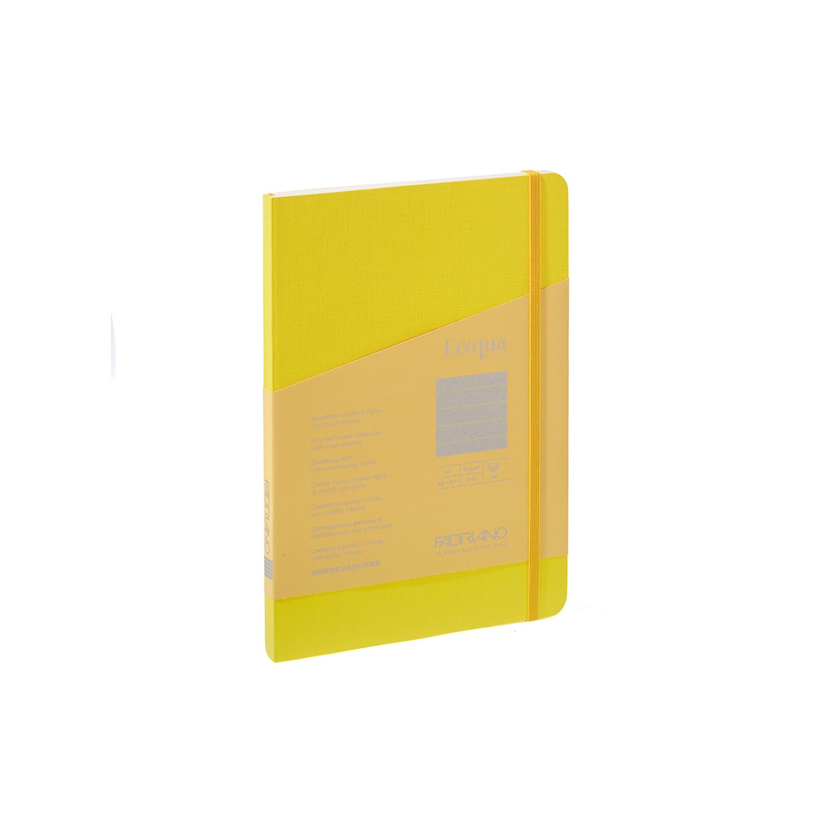 Bloco A5 de Linhas Cosido Ecoqua Plus - Amarelo Amarelo-1