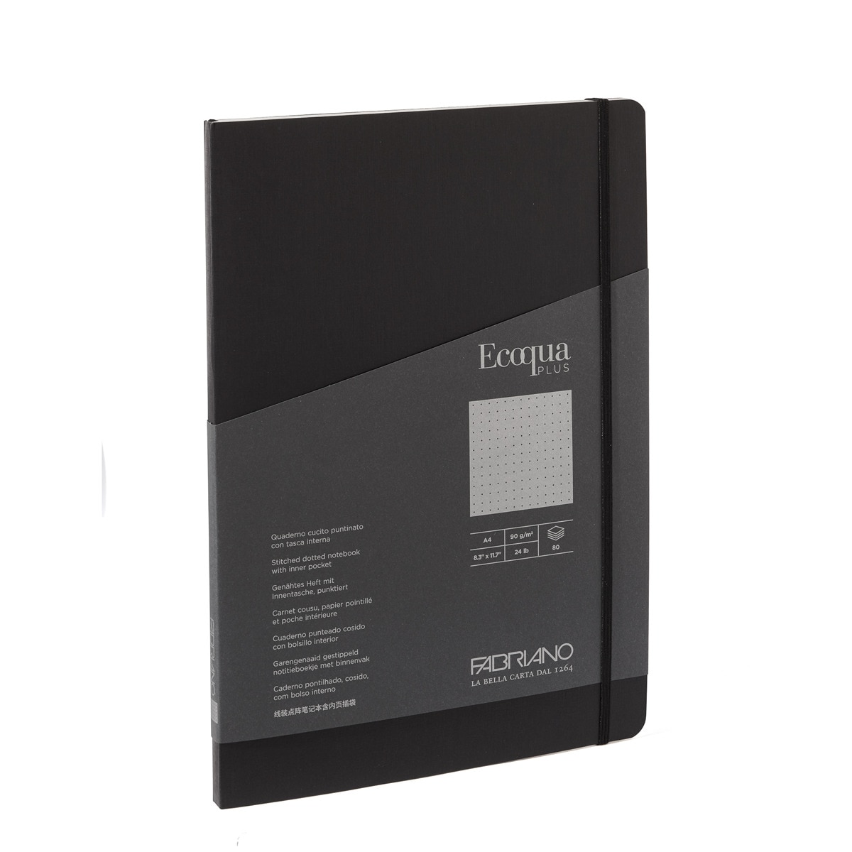 Bloco A4 Pontilhado Cosido Ecoqua Plus - Preto Preto-1