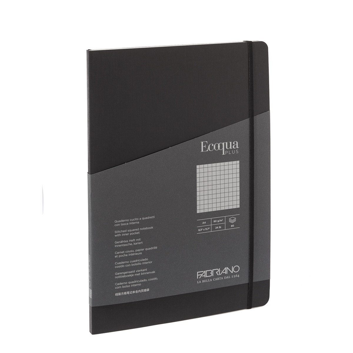 Bloco A4 Gráfico Cosido Ecoqua Plus 5 mm - Preto Preto-1