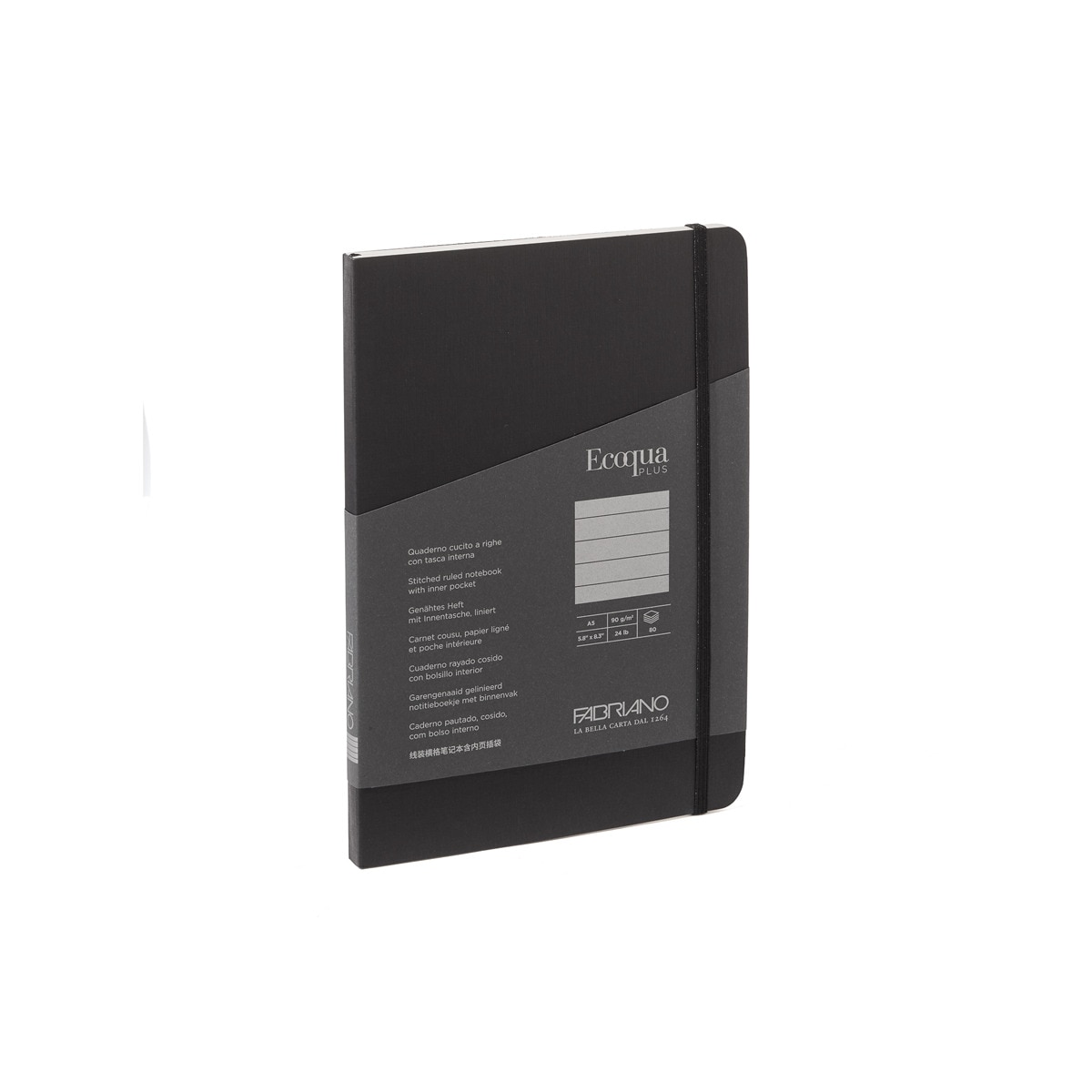 Bloco A5 de Linhas Cosido Ecoqua Plus - Preto Preto-1