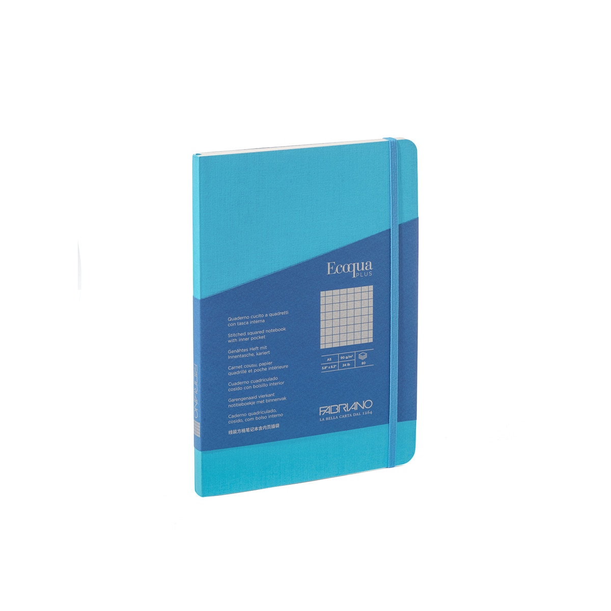 Bloco A5 Gráfico Cosido Ecoqua Plus 5 mm - Azul Turquesa Turquesa-1
