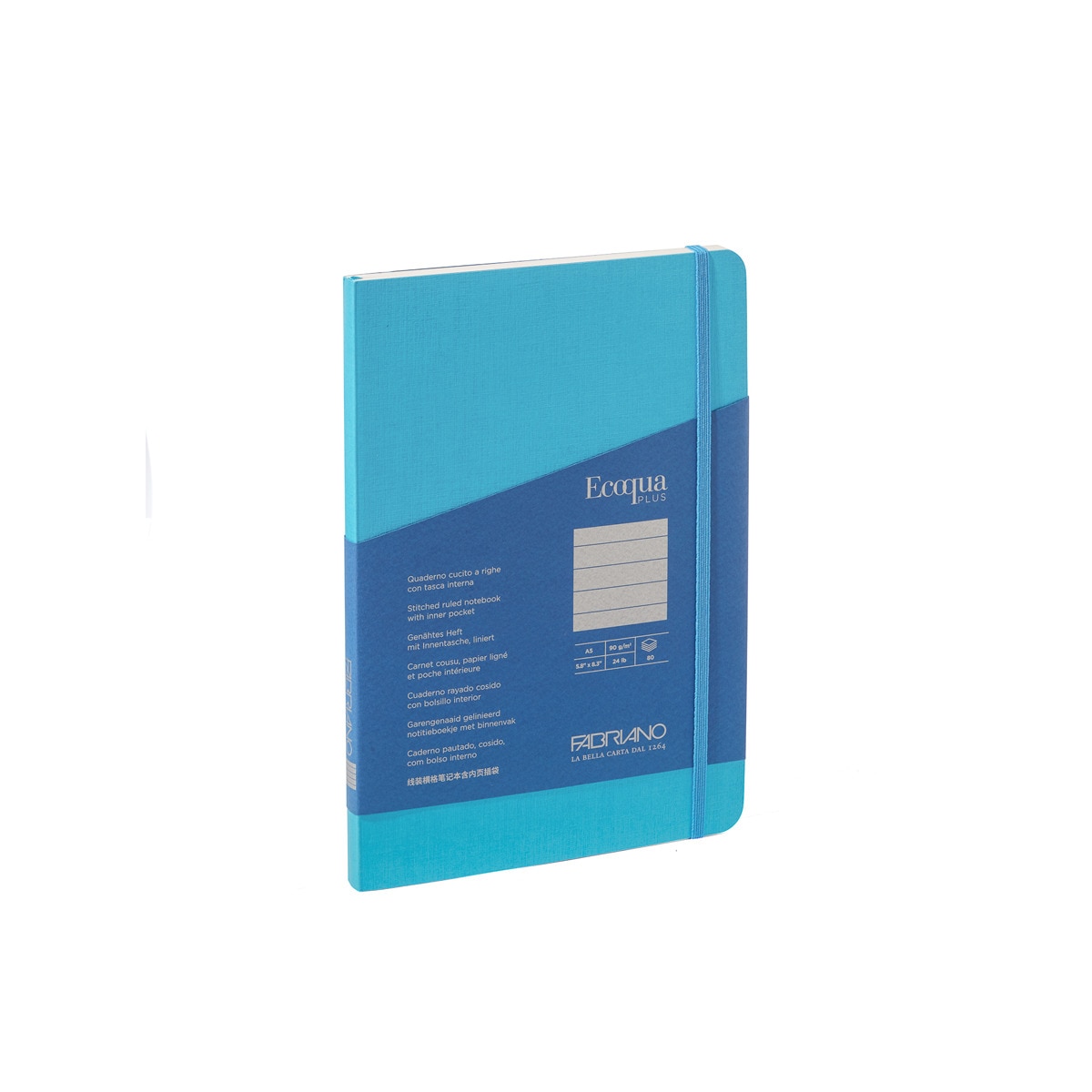 Bloco A5 de Linhas Cosido Ecoqua Plus - Azul Turquesa Turquesa-1