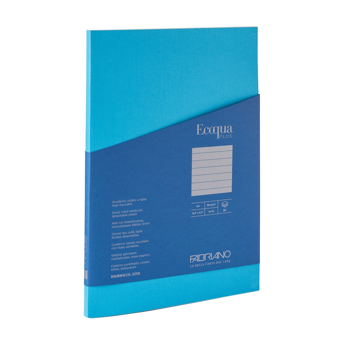 Caderno A4 Pautado Colado Ecoqua Plus - Turquesa Turquesa-1