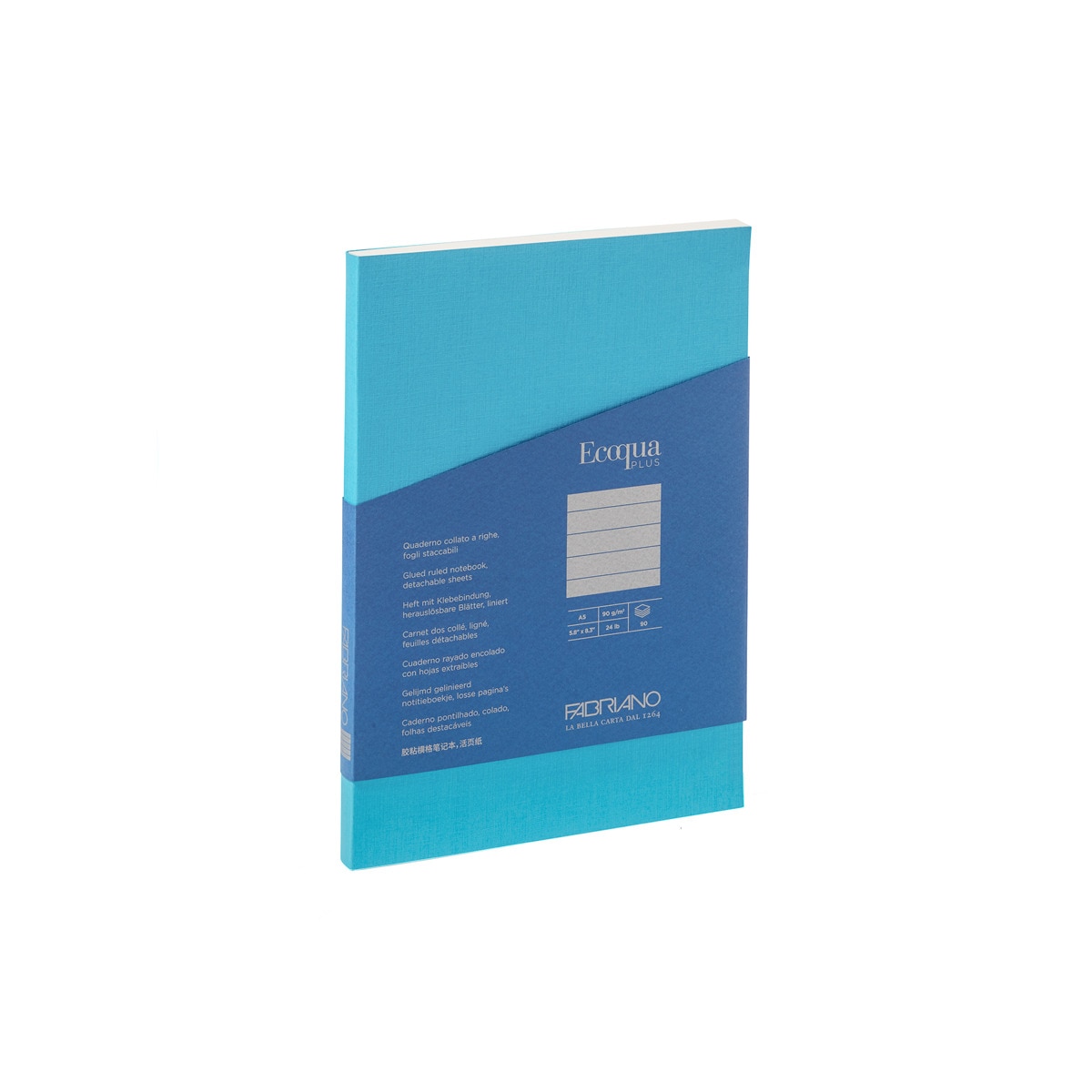 Caderno A5 Pautado Colado Ecoqua Plus - Turquesa Turquesa-1
