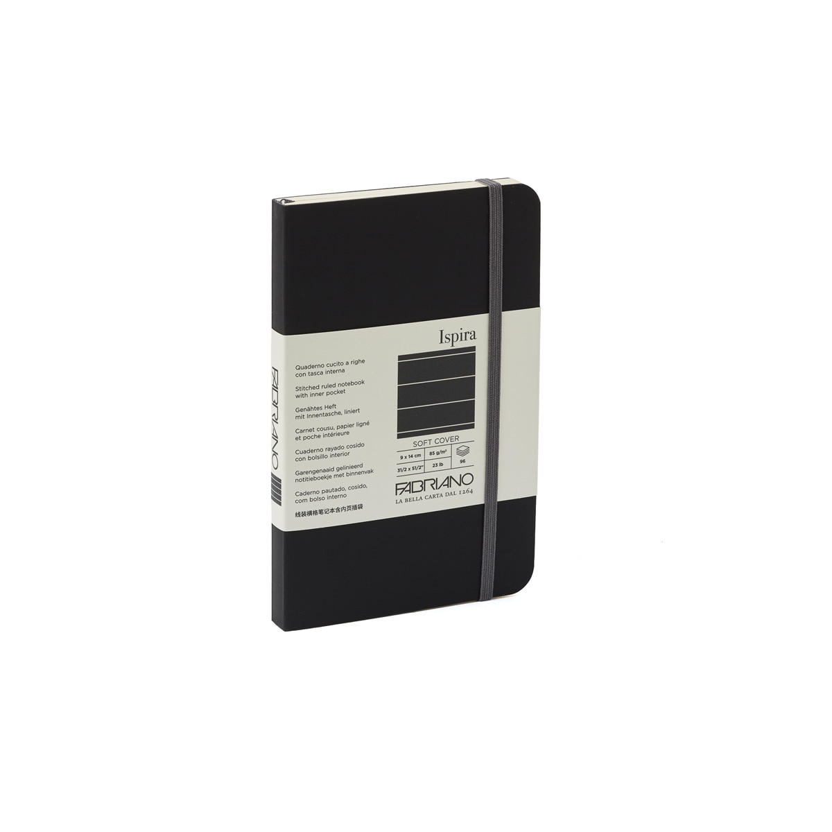 Caderno Ispira Soft 9x14 Linhas - Preto Preto-1