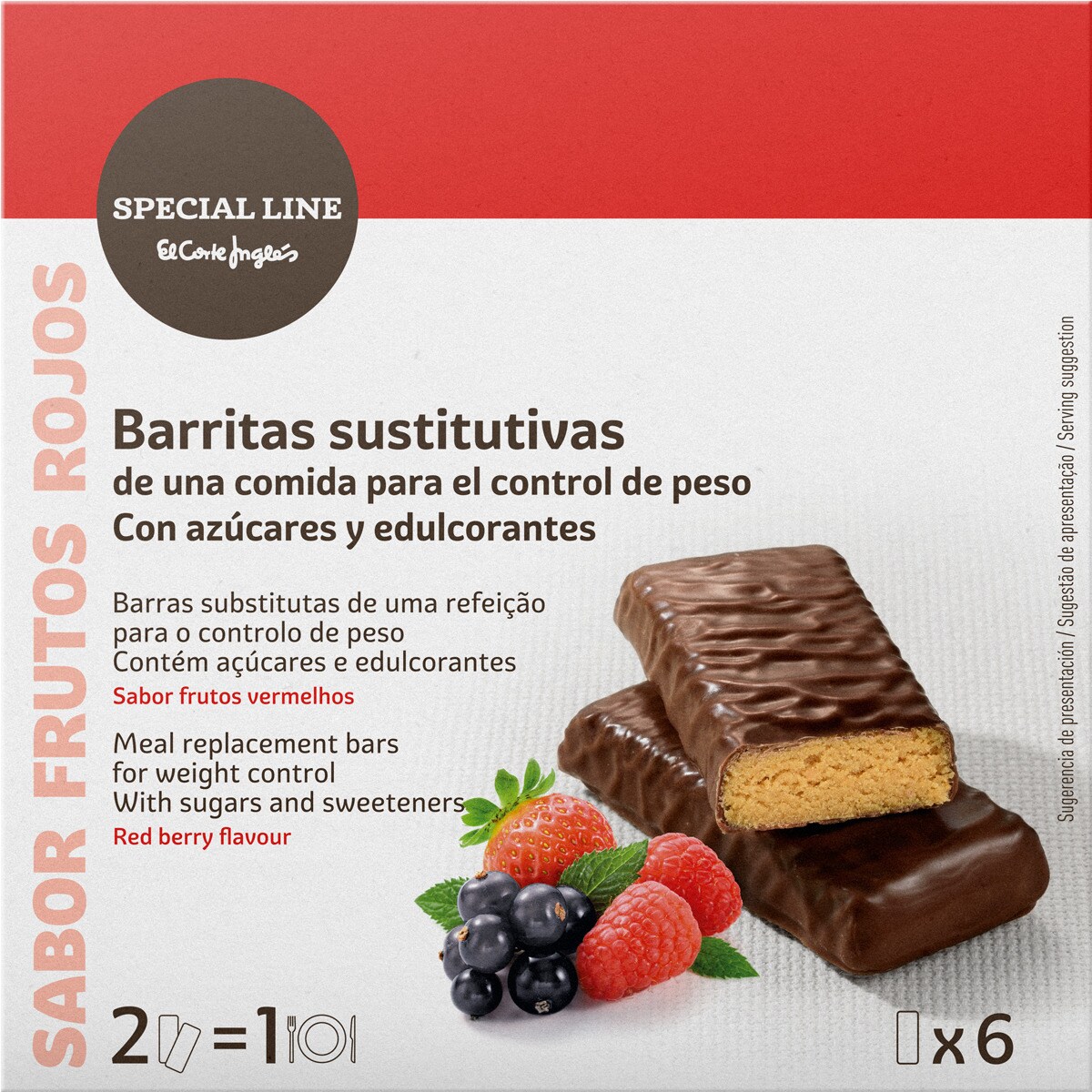 barritas sustitutivas control de peso sabor frutos rojos 6 unidades x 35 g envase 6 unidades