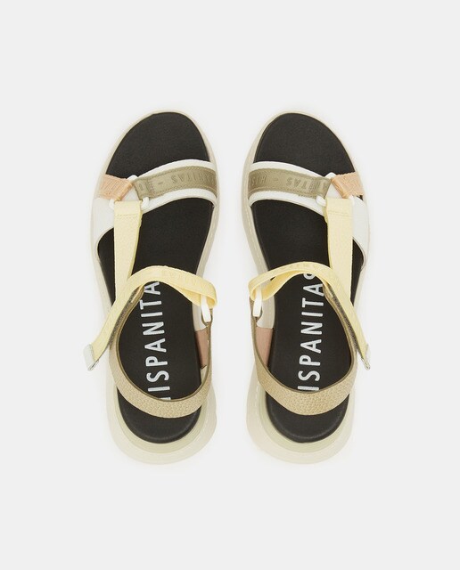 Sandalias de cuña de mujer en piel de color amarillo · Hispanitas · El  Corte Inglés