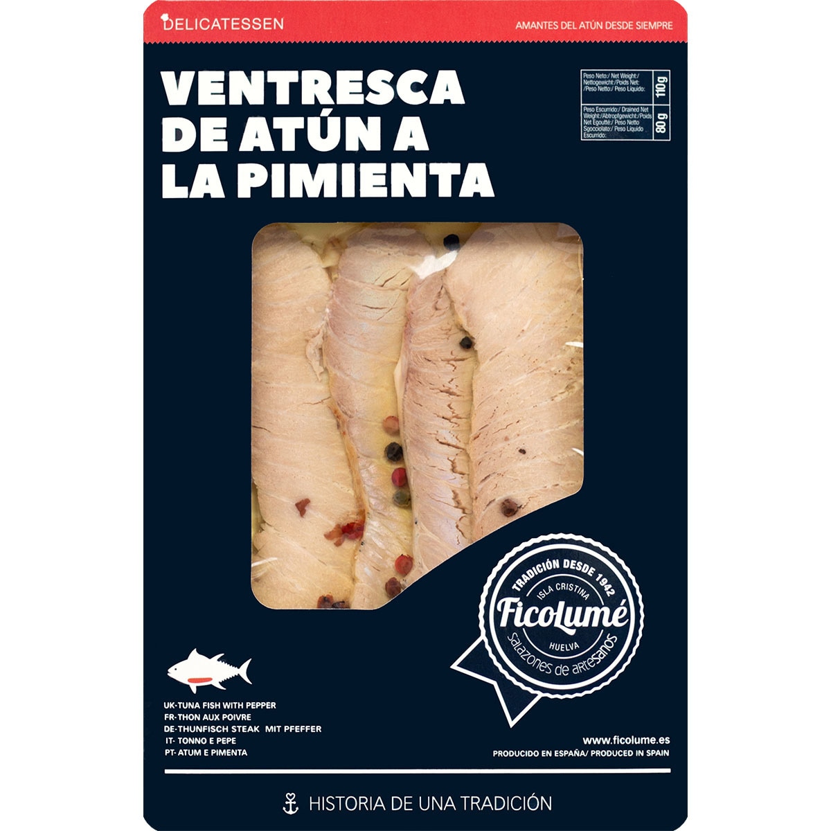 ventresca de atún a la pimienta estuche 80 g