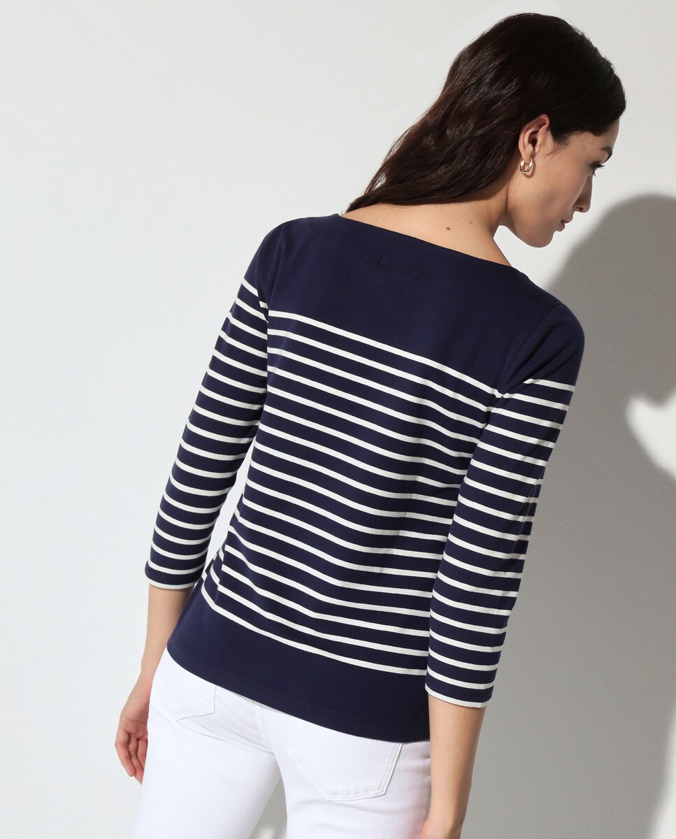 Camiseta de mujer cuello barco con rayas · Easy Wear · El Corte Inglés
