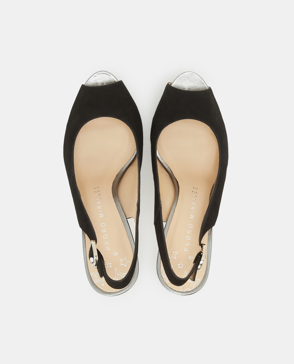 Peep toes de camurça pretos Preto-4