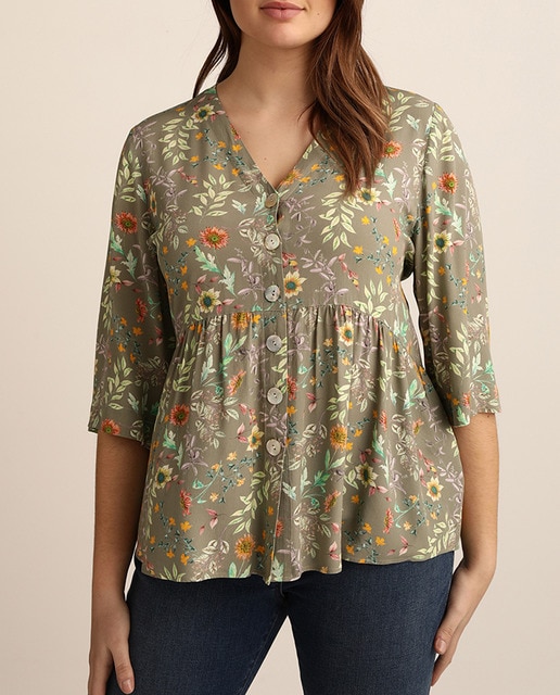 Imagen 0 de Blusón de mujer talla grande estampado manga larga