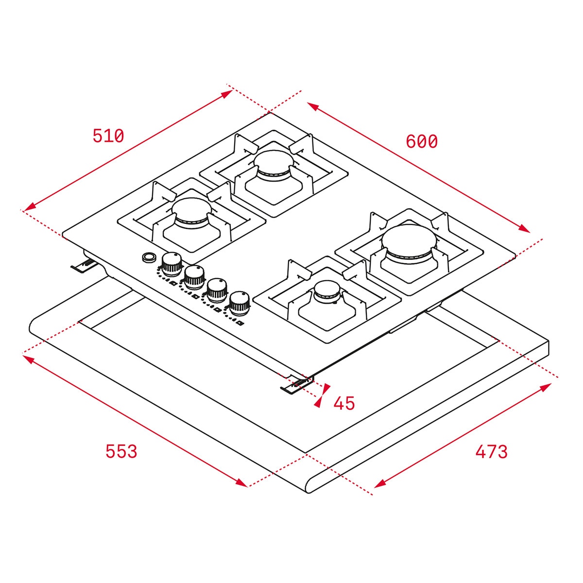 Placa gas Teka 4 quemadores - EFX 60.1 4G AI Inox-2