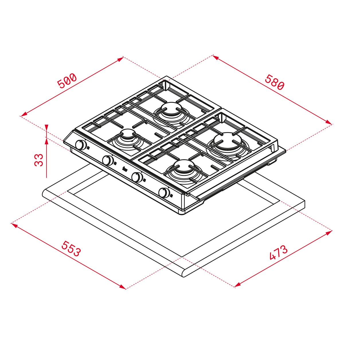 Placa gas Teka 4 quemadores - EX 60.1 4G AI Acero Inox-2